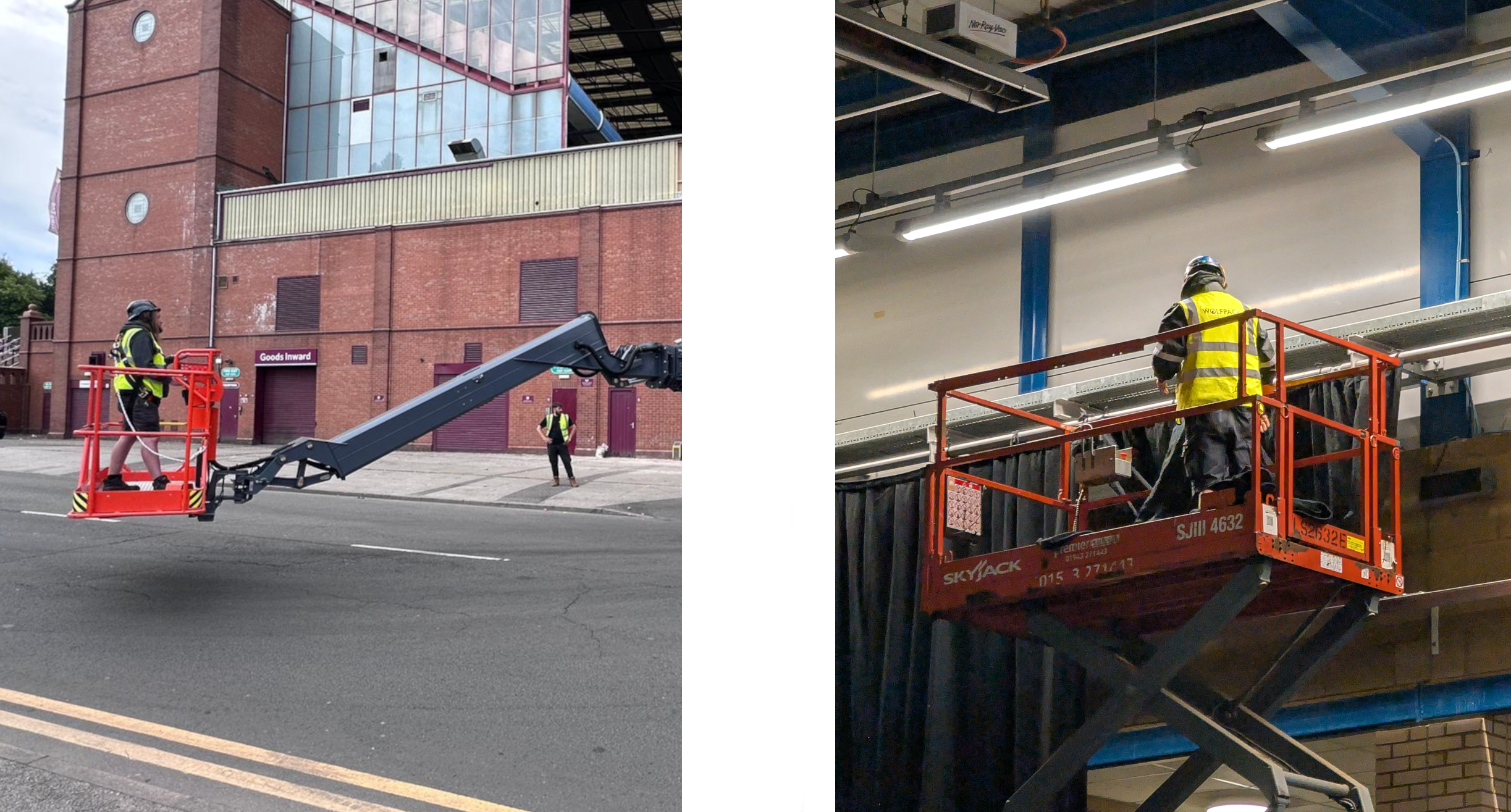 IPAF certified MEWP and cherry picker operator rigging event lights